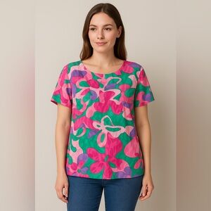 Silk Land Multicolor 100% Silk top size medium